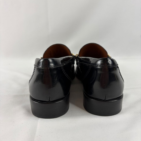 Reformation Women Black Chain Loafers Classic Leather Gold Hardware 8.5 Preppy - Picture 5 of 10